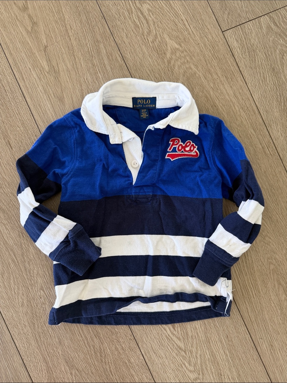 Polo by Ralph Lauren Boys' Blue & White Striped Rugby Shirt size 2T